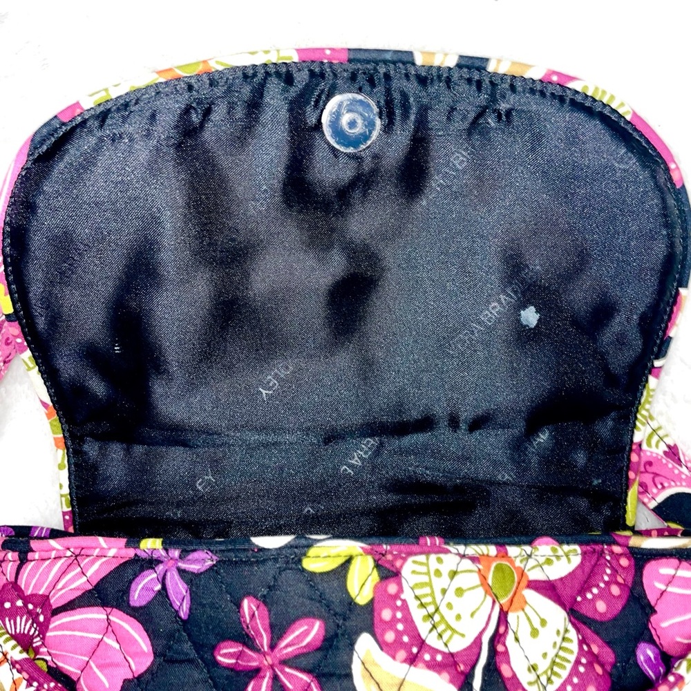 VERA BRADLEY CROSSBODY PINK PURPLE BLACK FLORAL PURSE 10x8x3 - Picture 11 of 14